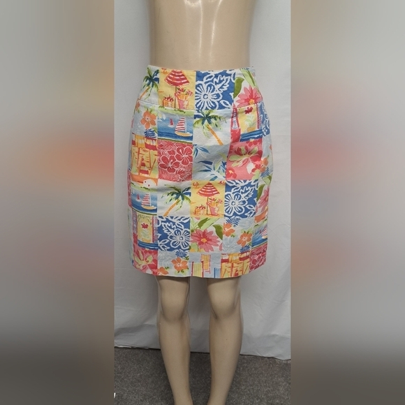 Talbots Dresses & Skirts - Talbots Petites 12 Mini Skirt Cotton Spandex Beach Colorful Hidden Zipper